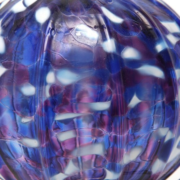 Murano Style Art Glass Ball Decor Ornament Hand Blown Gold Blue Purple White - Picture 7 of 9